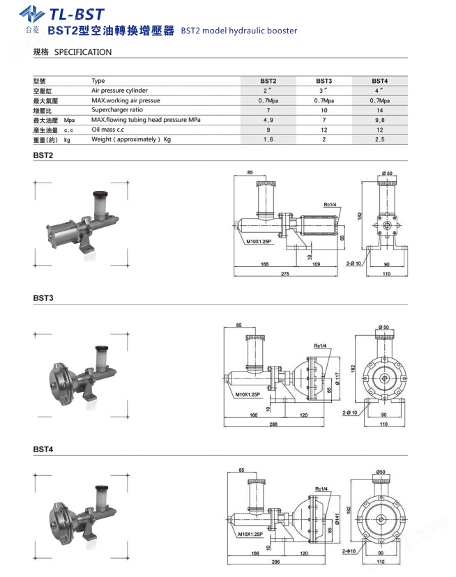 空油转换增压器BST型规格尺寸型号参数表